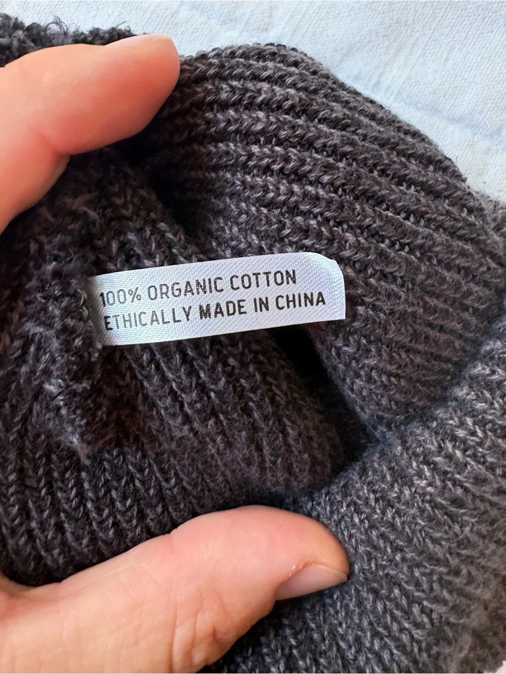 Happy Earth 100% Organic Cotton Dark Grey Ribbed Beanie